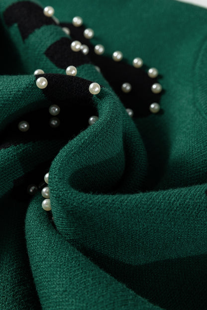 Bow Pearl Embellished Drop Shoulder Sweater