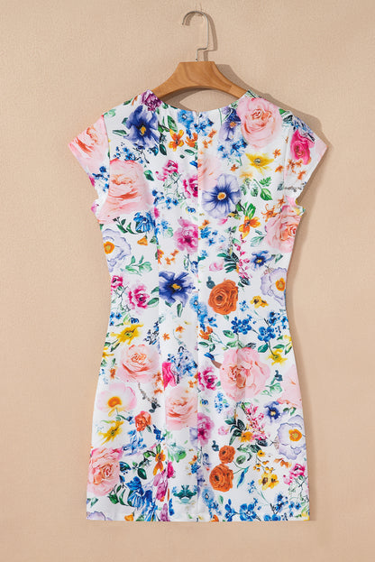 Floral Cap Sleeve Boydycon Mini Dress
