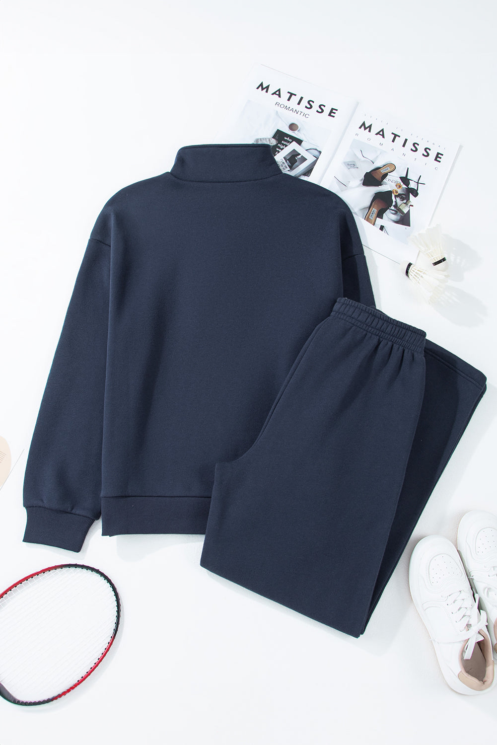 Solid Sweatshirt and Pants Set