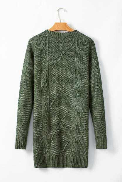 Solid Cable Knit Drop Shoulder Sweater Dress