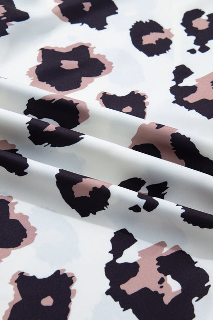 Plus Size Leopard Contrast V-Neck Mini Dress