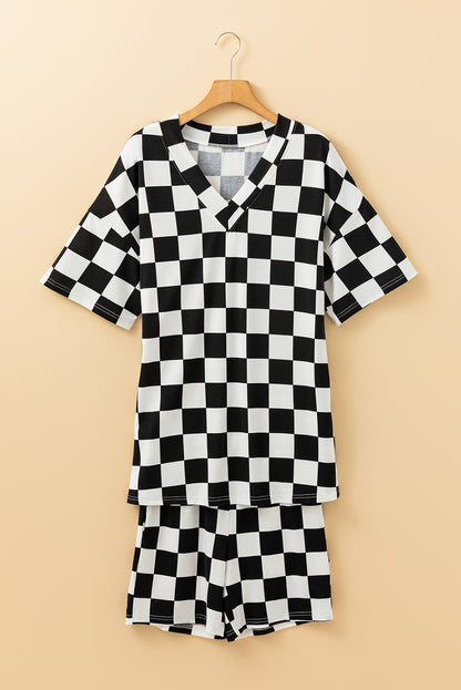 Checker Tee and Shorts Lounge Set