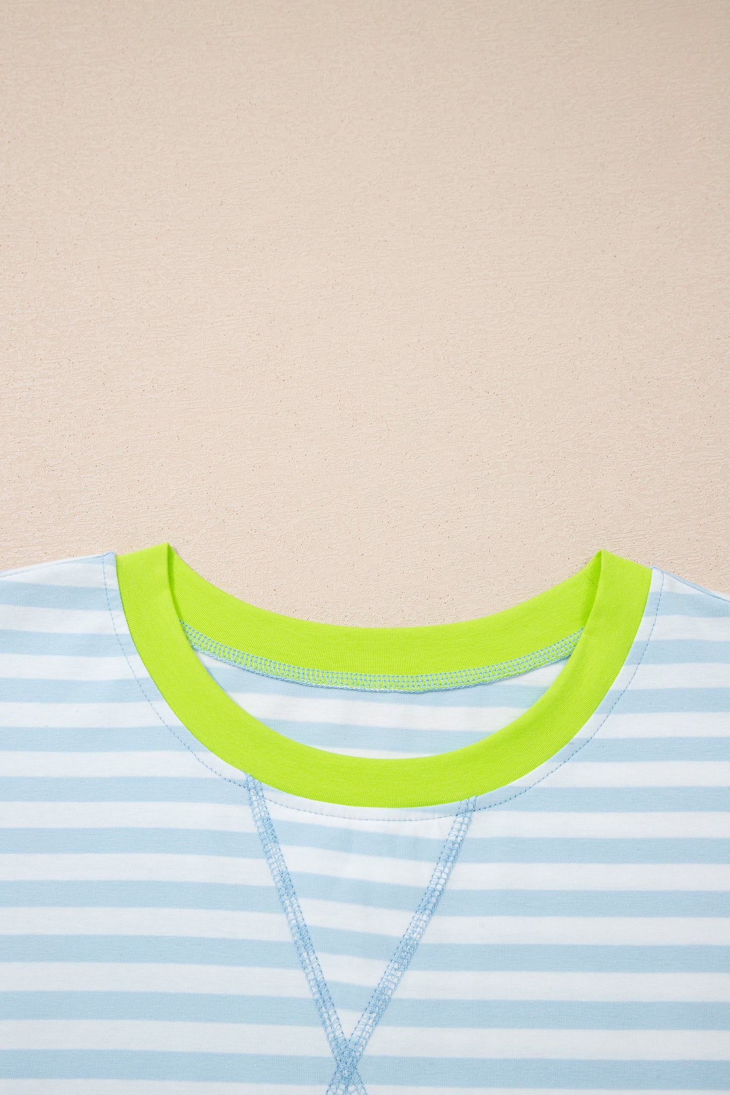 Stripe Contrast Trim Tee & Drawstring Shorts Set