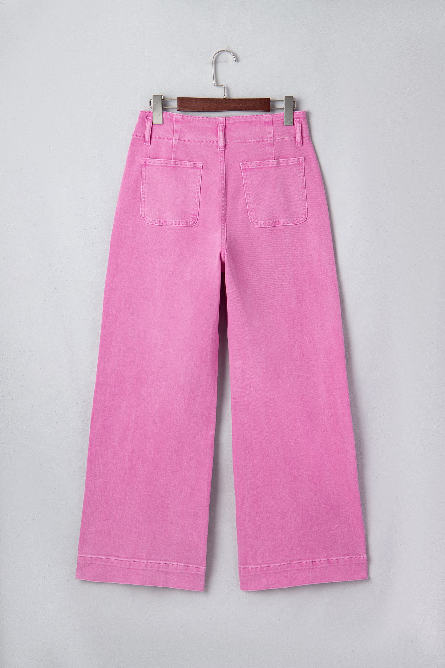 Denim 2-Button High Waist Wide Leg Jeans