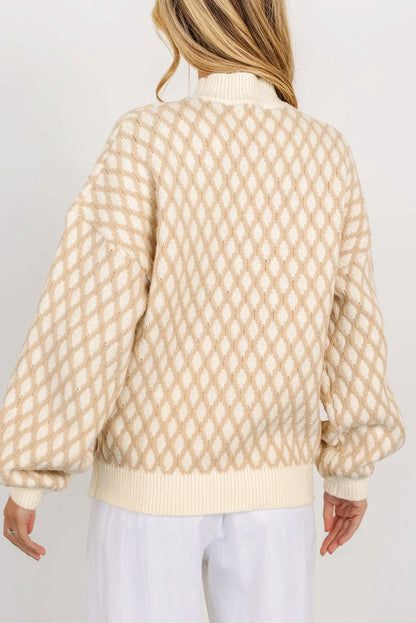 Diamond Knit Drop Shoulder Sweater