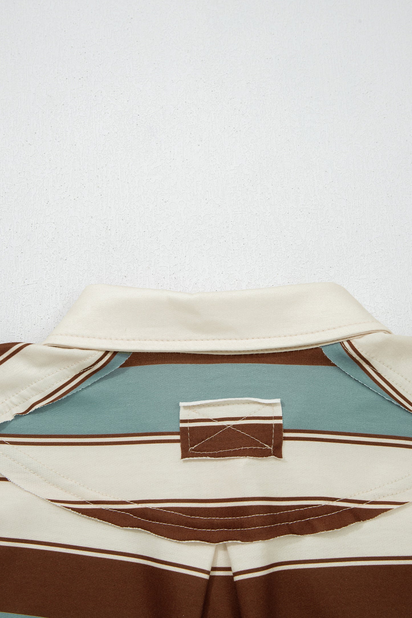 Stripe Polo Collar Tee and Patchwork Shorts Set