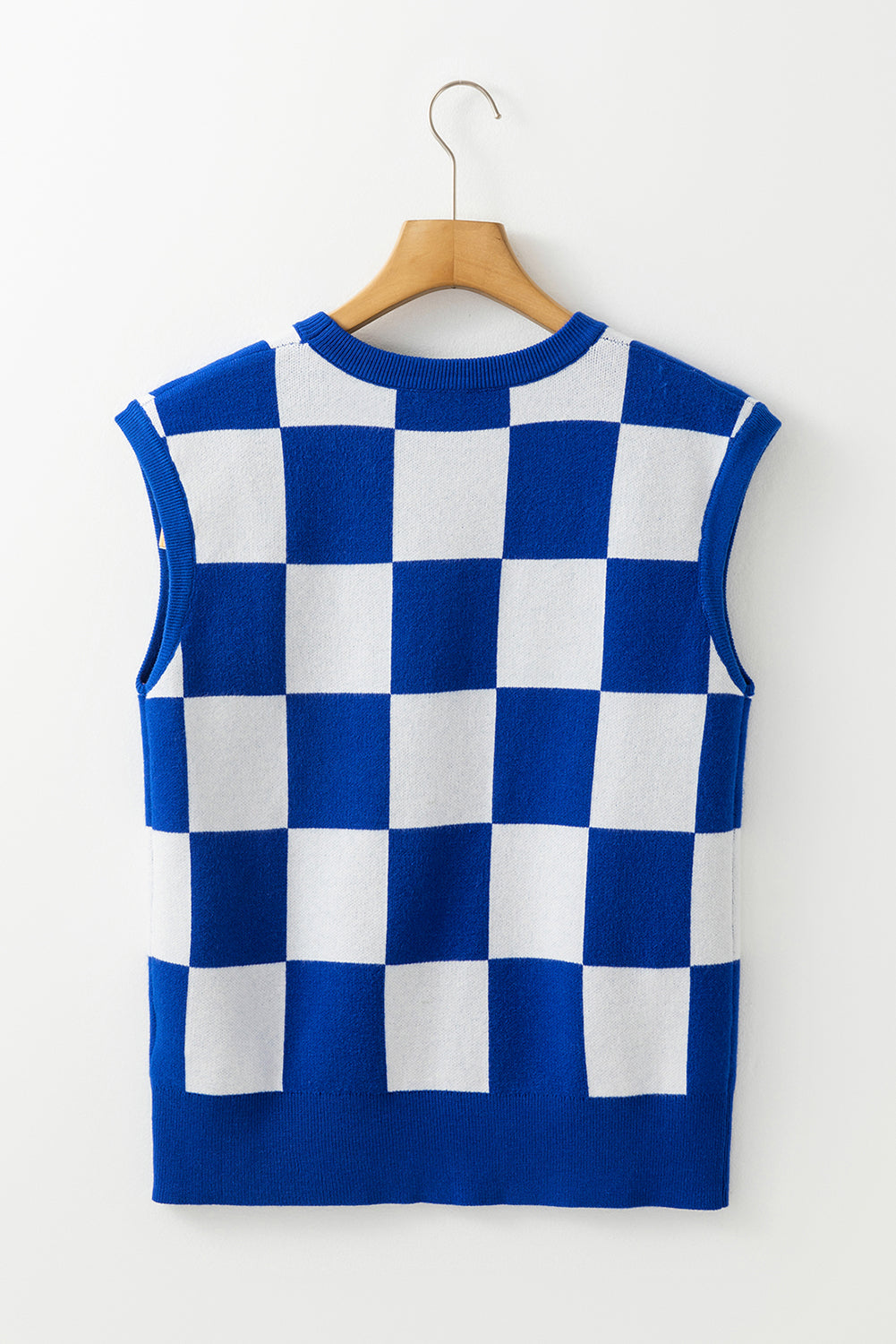 Checker Round Neck Sweater Top