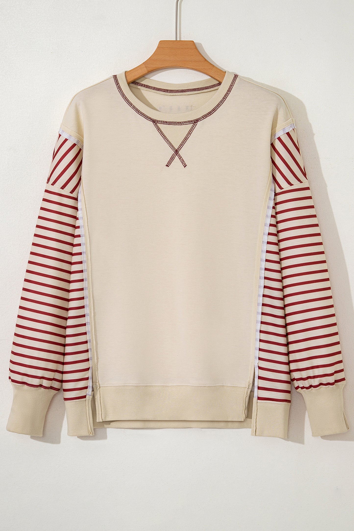 Stripe Patchwork Long Sleeve Knit Top