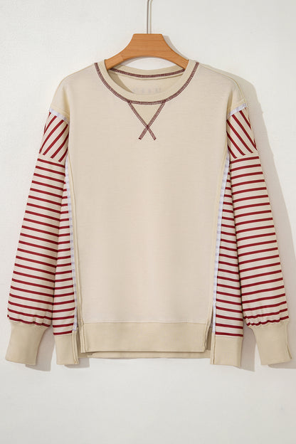 Stripe Patchwork Long Sleeve Knit Top