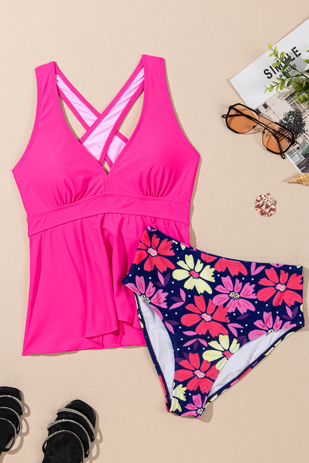 Tropical Colorblock Tankini Set