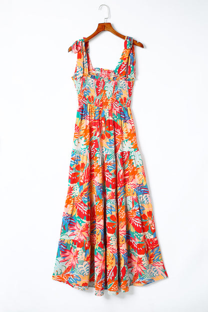 Floral Smocked Ruffle Maxi Dress