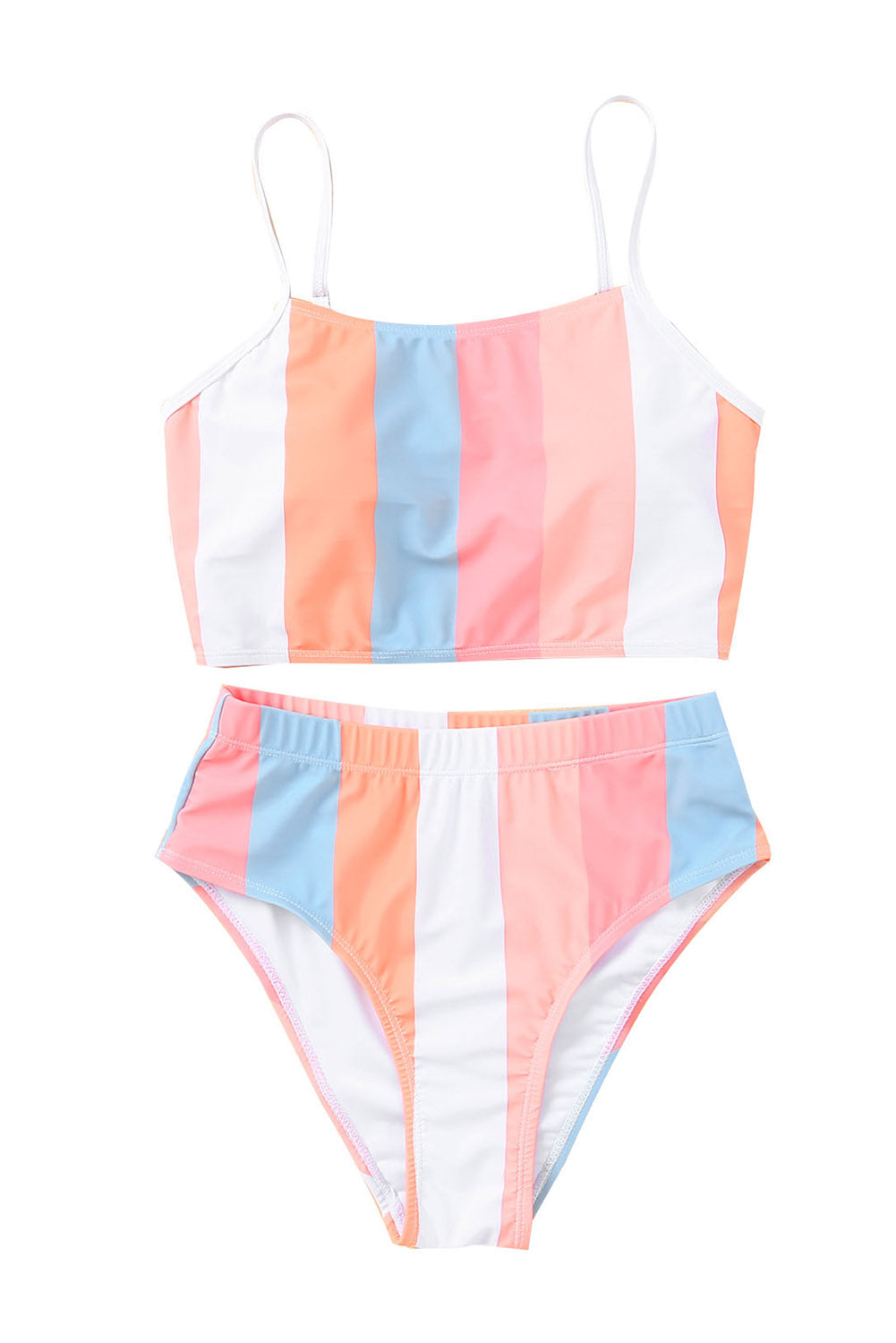 Stripe High Waist Bikini Swimsuit