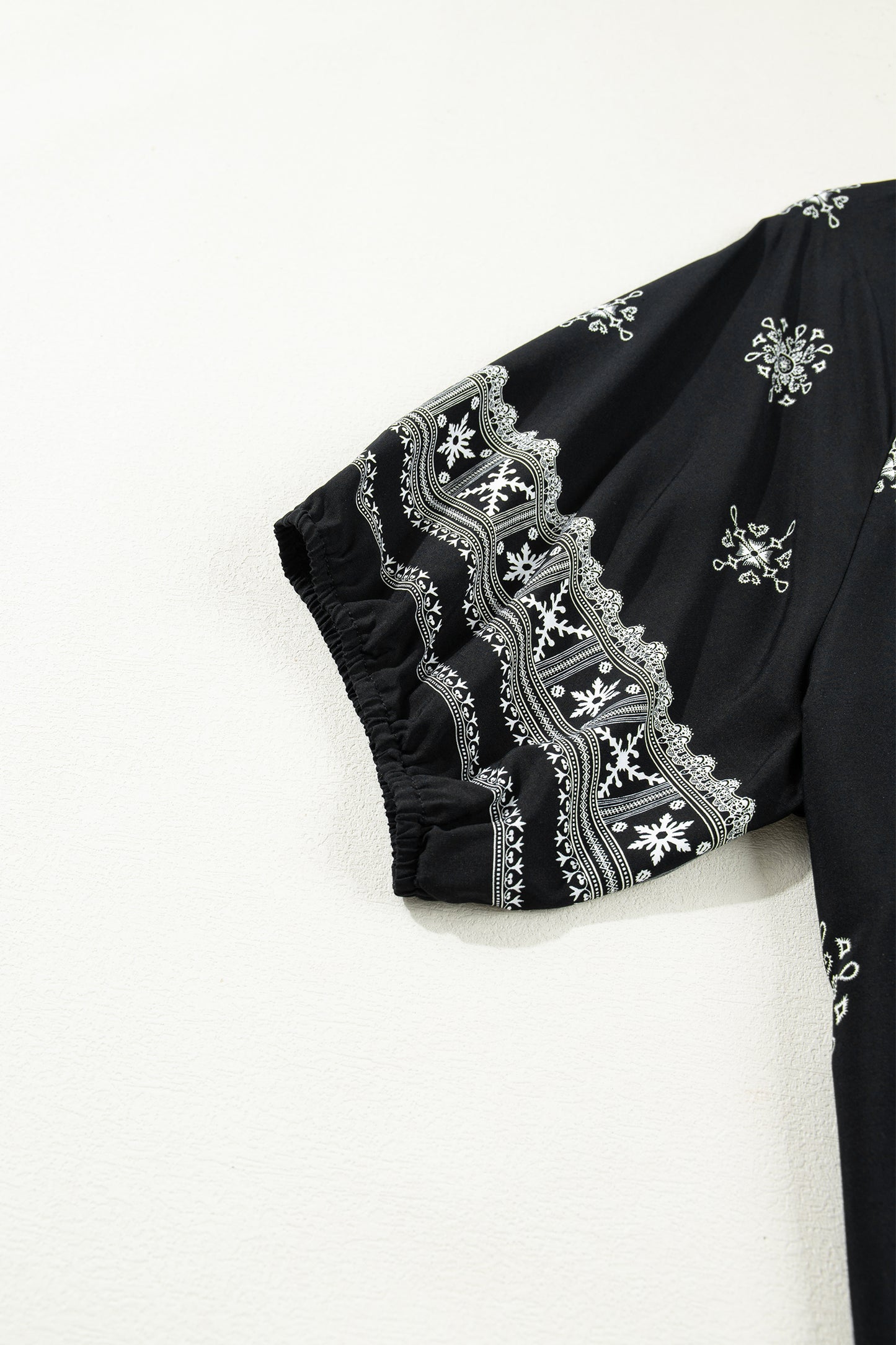 Plus Size Boho Floral Boho Notch V-Neck Top