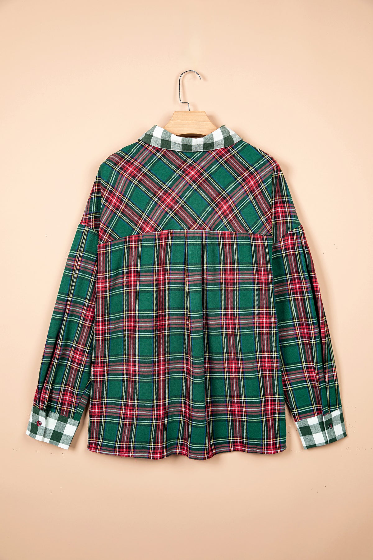 Plus Size Plaid Long Sleeve Buttoned Shirt