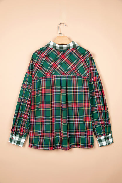 Plus Size Plaid Long Sleeve Buttoned Shirt