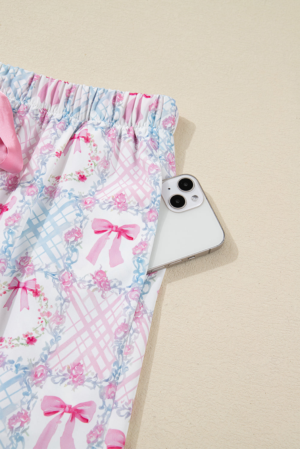 Christmas Bow Wreath Ruffle Pajama Set