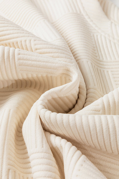 Plus Size Floral Patchwork Sleeve Textured Top