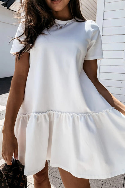 Ruffle Hem Short Sleeve Dress