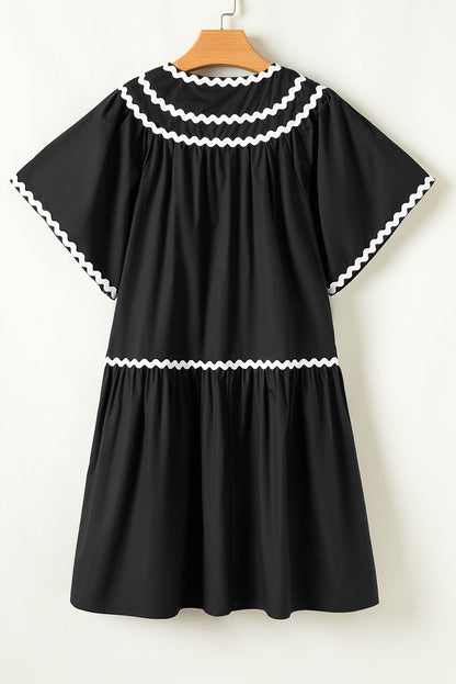 Ric-Rac Short Sleeve Mini Dress