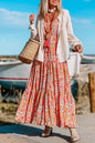 Paisley Long Sleeve Tiered Maxi Dress