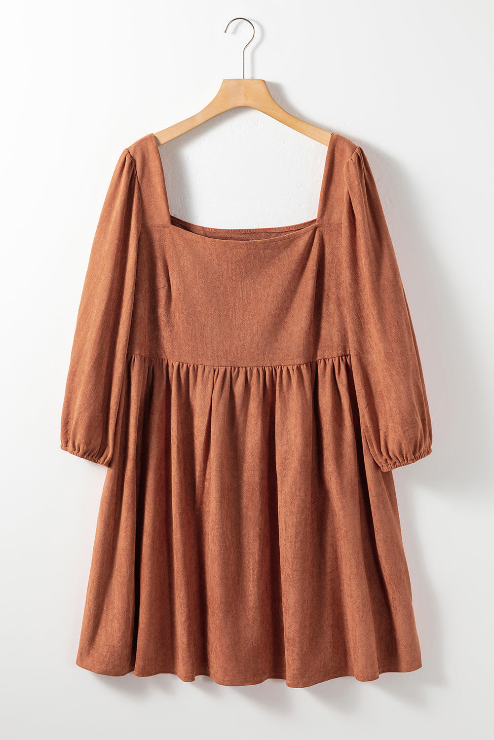 Suede Balloon Sleeve Dress Plus Size