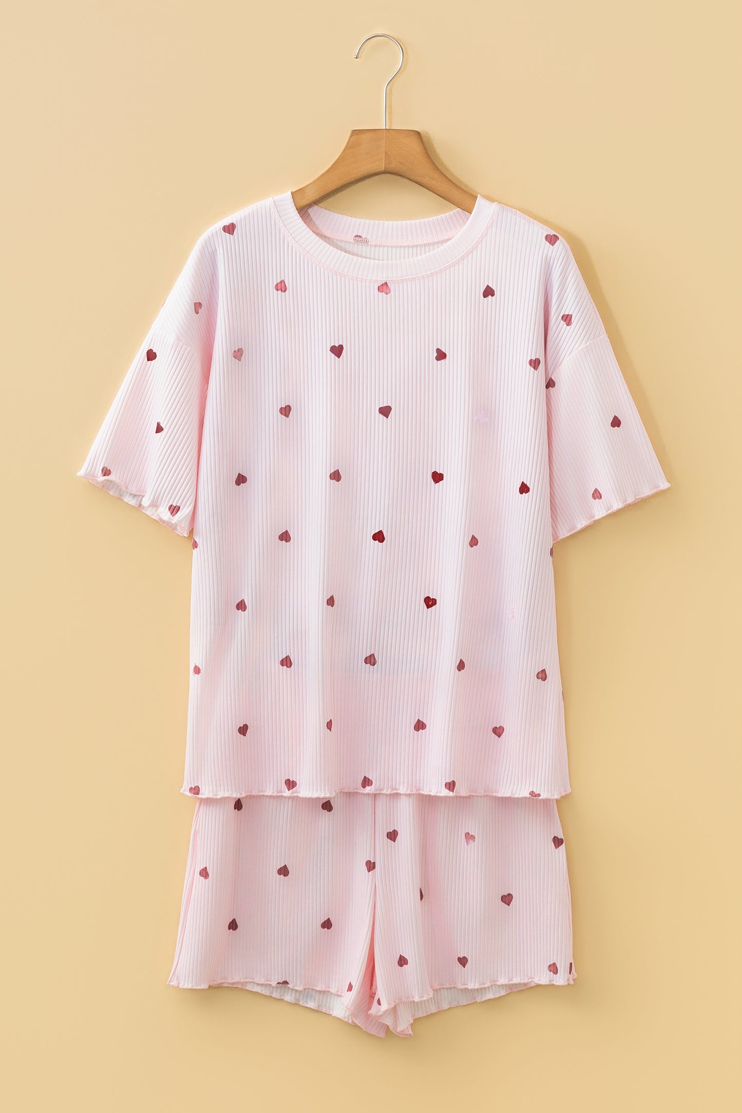 Valentine Heart Ribbed Top and Shorts Lounge Set