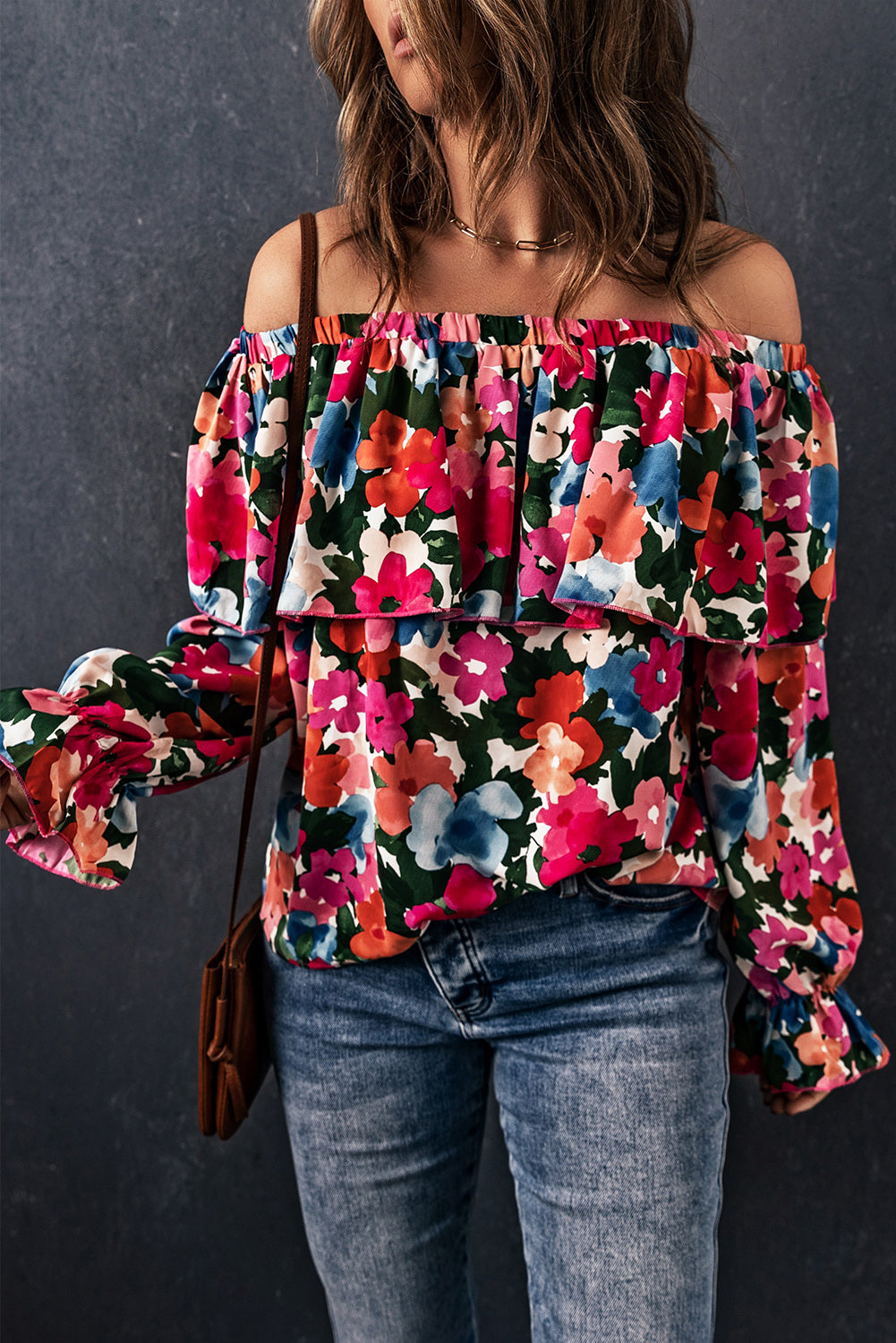 Floral Ruffle Off Shoulder Blouse