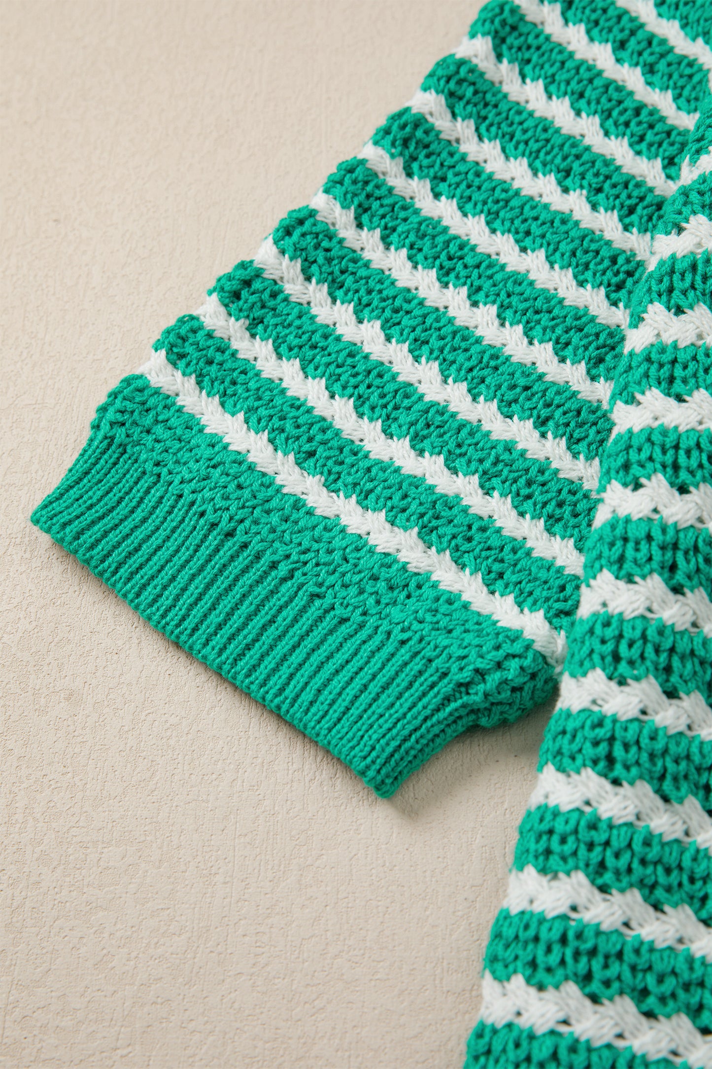 Stripe Bow Tie V-Neck Short Sleeve Sweater