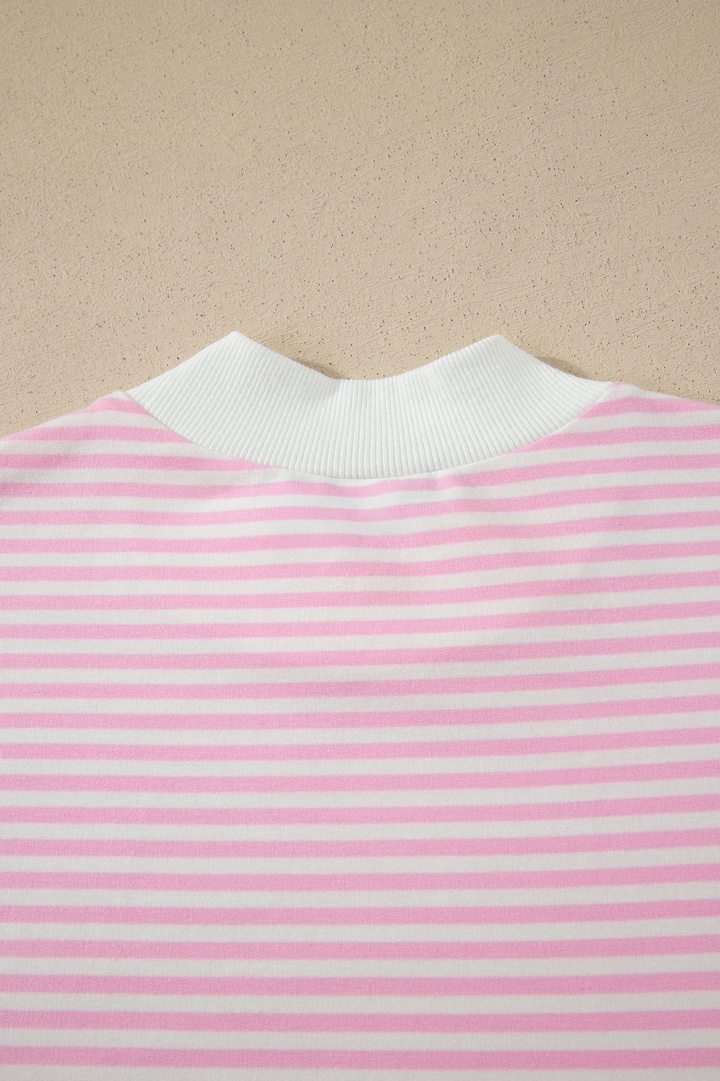 Stripe Mock Neck Cuffed Sleeve Tee Dress