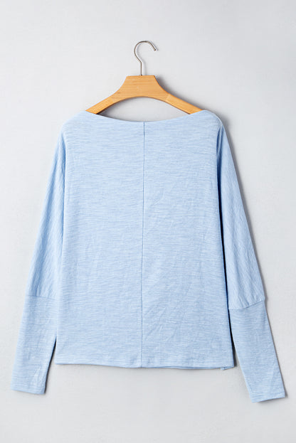 Solid Batwing Long Sleeve Top