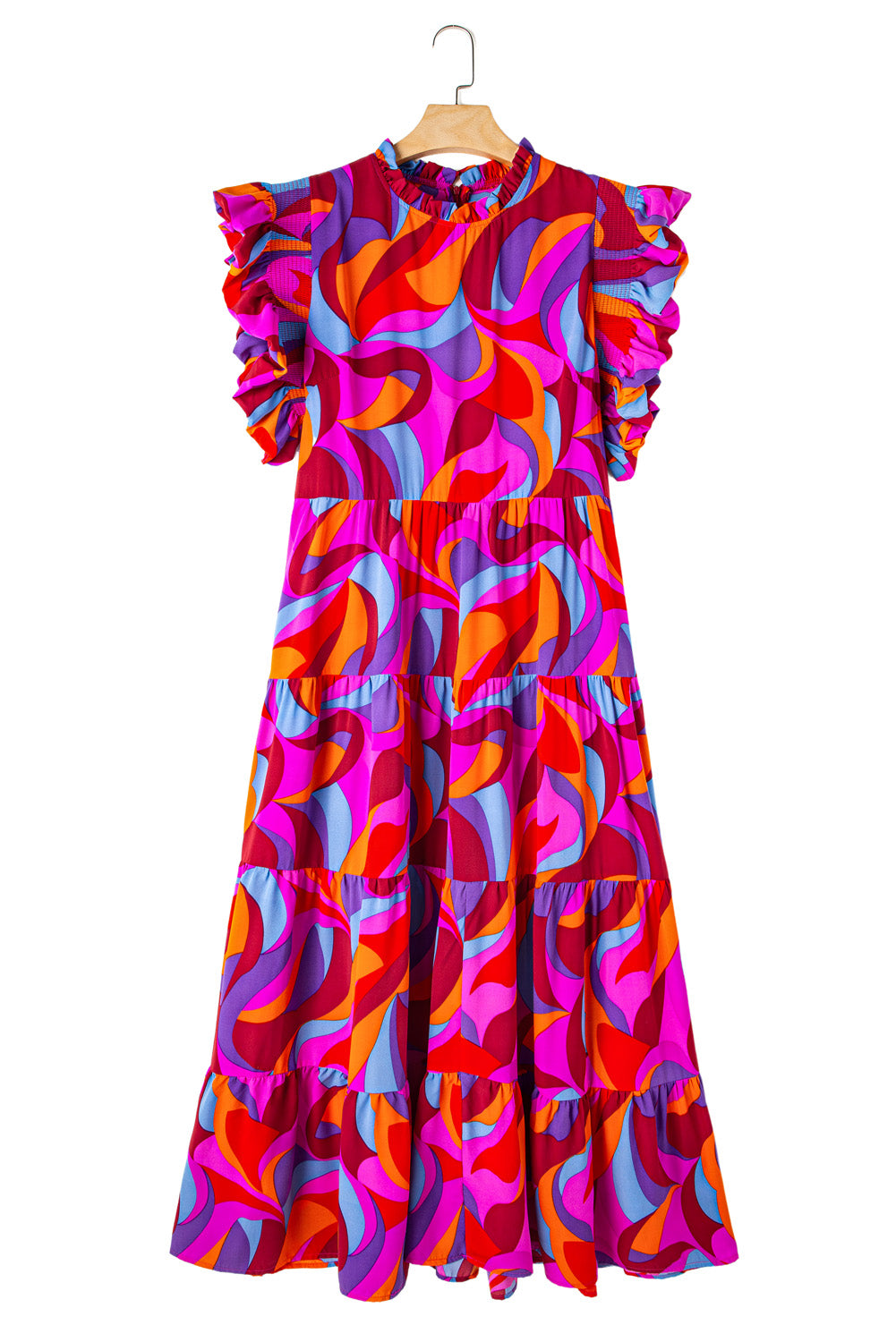 Abstract Ruffle Maxi Dress Plus Size