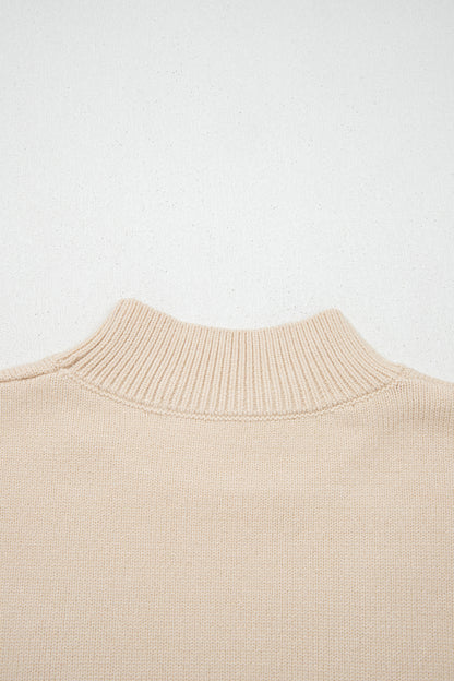 Western Corded Horseshoe Mock Neck Short Sleeve Sweater