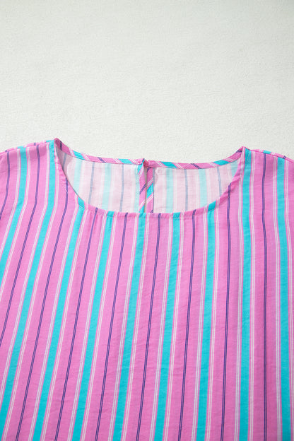 Stripe Dolman Short Sleeve Blouse & Short Set