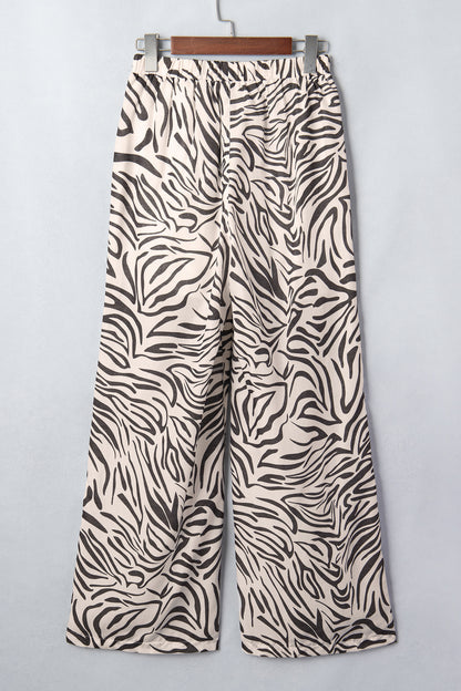 Western Zebra Drawstring High Waist Pocketed Pants