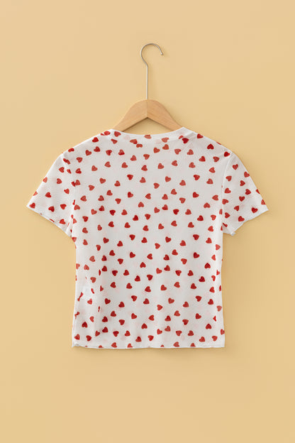 Valentine Heart Mesh Short Sleeve Top