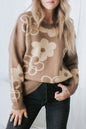 Floral Drop Shoulder Crewneck Sweater