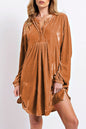 Velvet Split Neck Tunic Dress