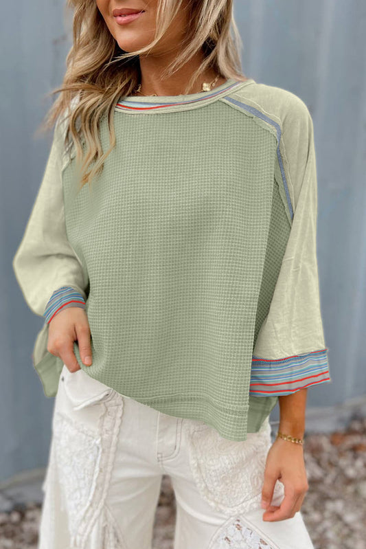 Waffle Wide 3/4 Sleeve Top