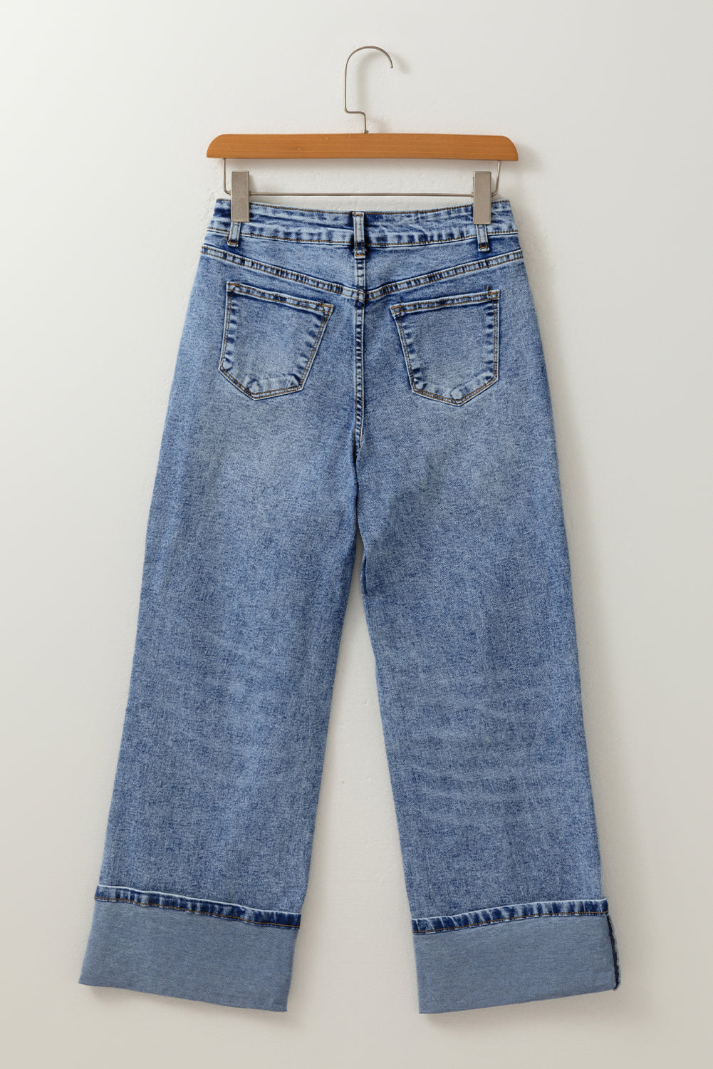 Solid Center-Seam High Waist Straight Jeans