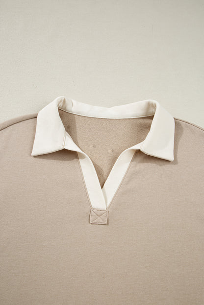 Colorblock Raw Edge Pullover and Drawstring Skirt Set