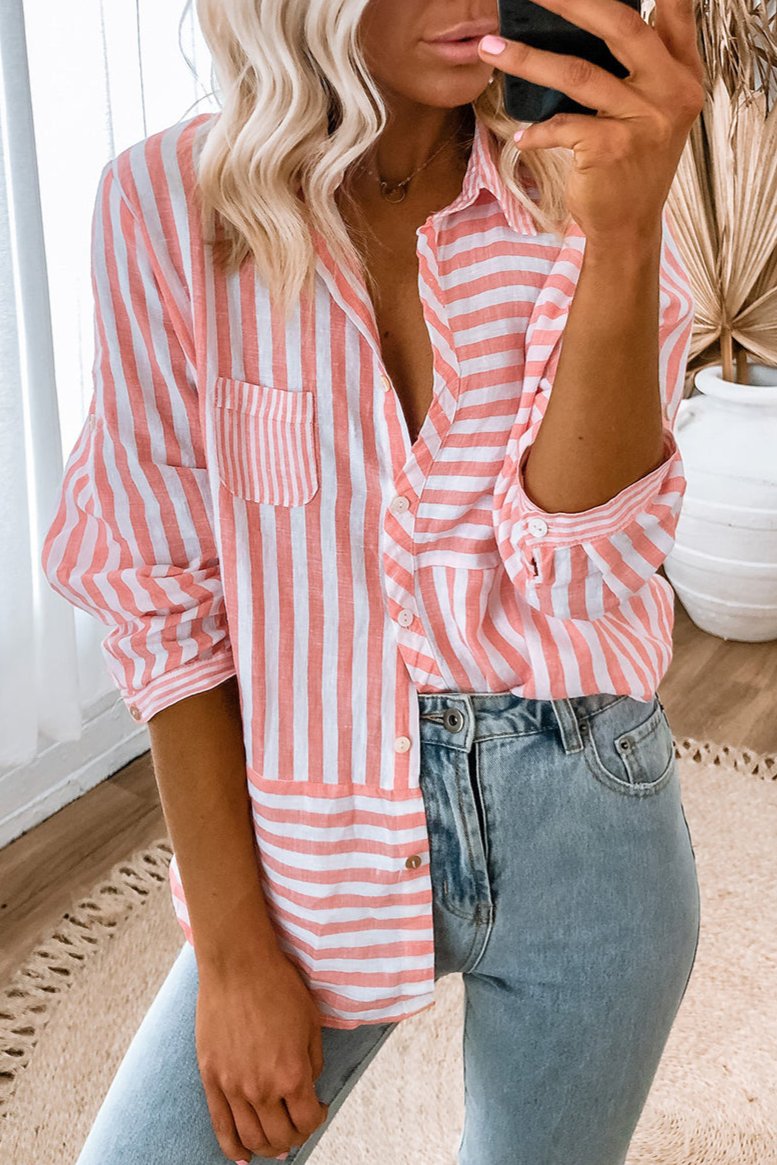 Stripe Long Sleeve Buttoned Shirt