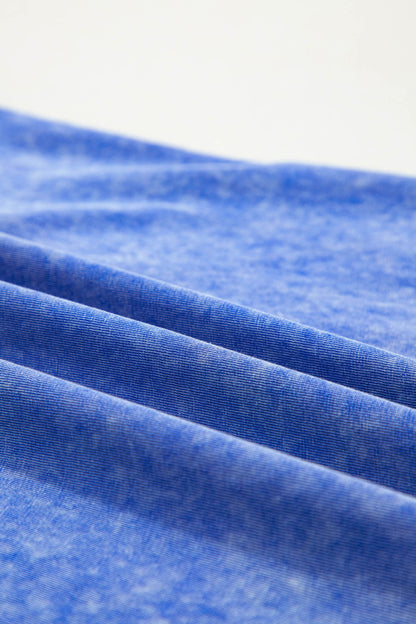 Solid Mineral Wash Raw Seam Lace Sleeve Tee