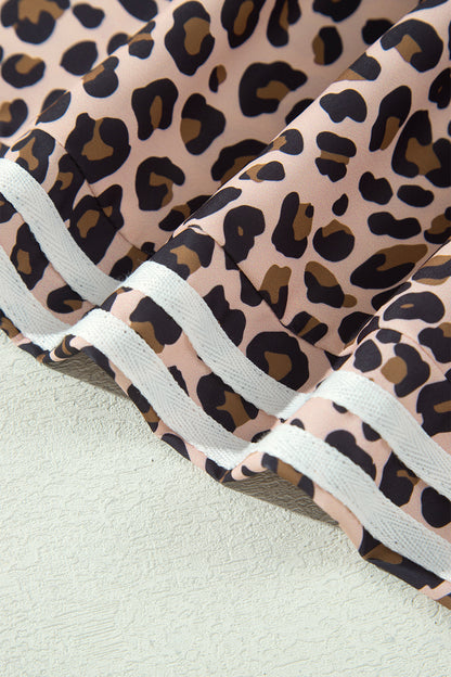 Leopard Side Stripe Wide Leg Pants
