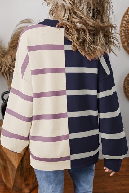 Stripe Colorblock Oversized Sweater