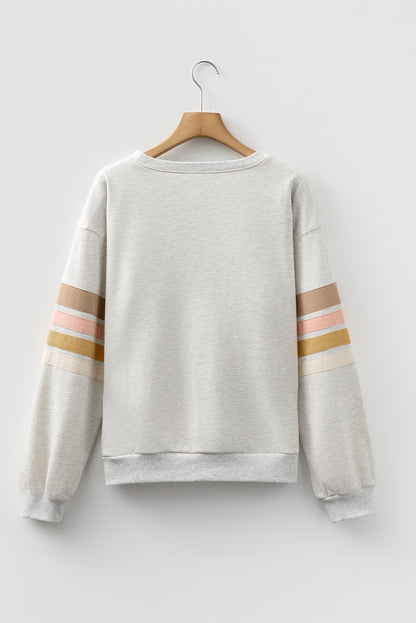 Stripe Patchwork Drop Shoulder Sweatshirt