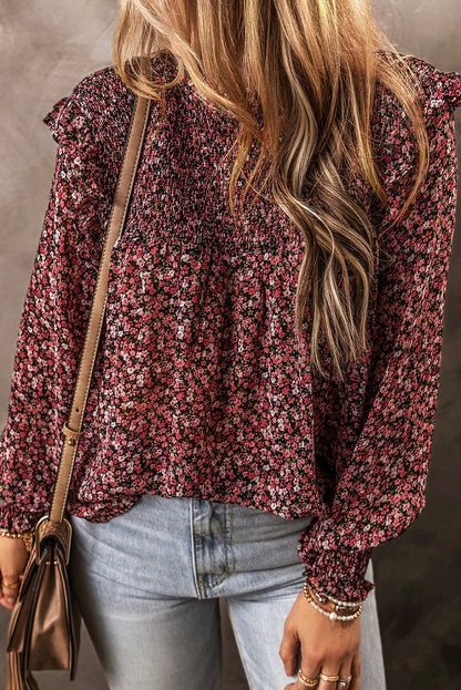 Floral Smocked Ruffle Blouse