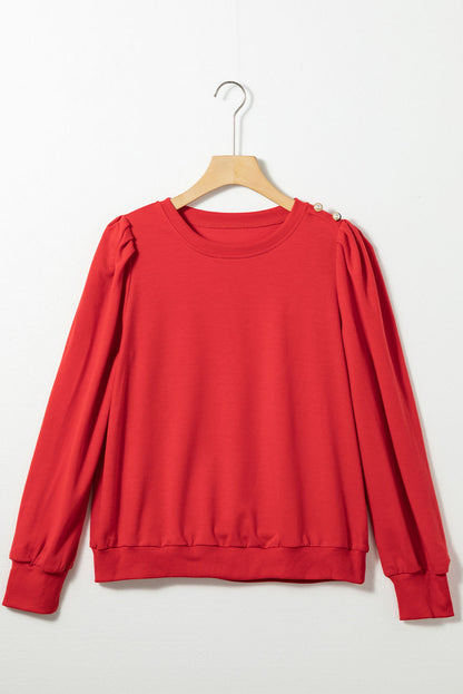 Button Shoulder Long Sleeve Top