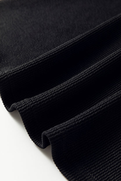 Leopard Contrast Ruffle Short Sleeve Ribbed Top