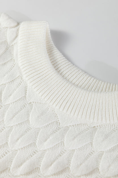 Fish Scale Textured Knit Short Sleeve Sweater