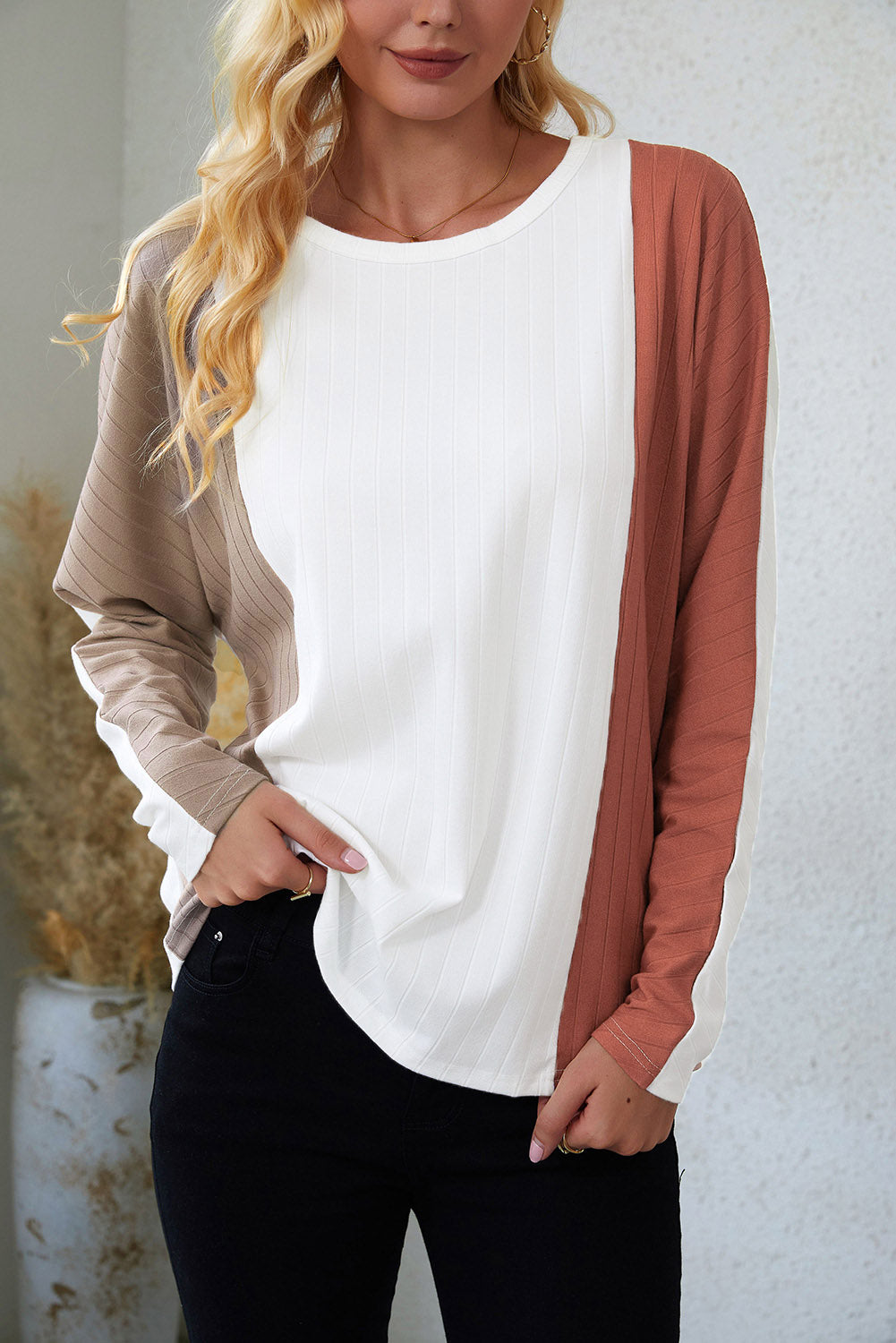 Colorblock Dolman Long Sleeve Top